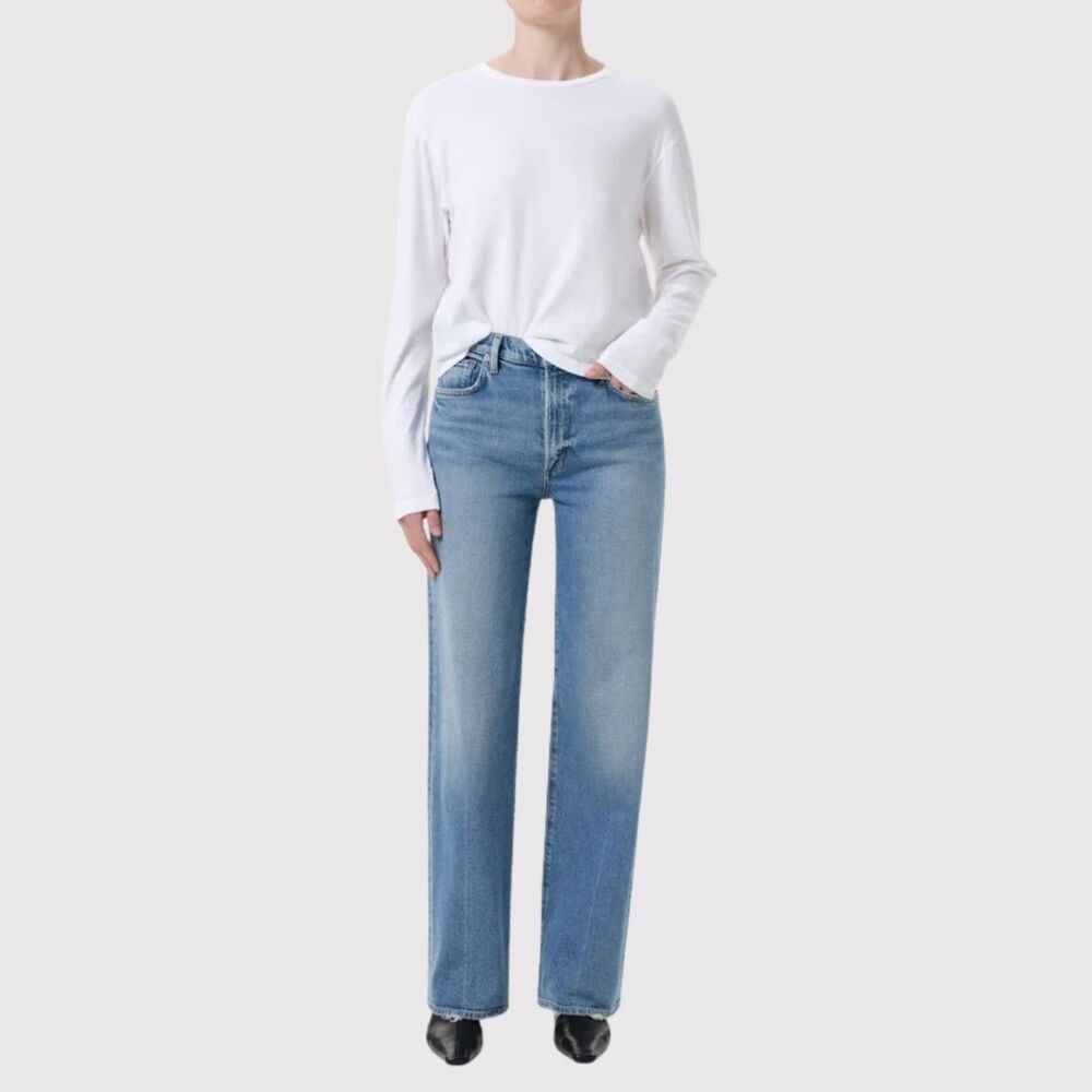 AGOLDE Womens Jeans Blue Denim Harper Straight High Rise Comfort Stretch Size 27
